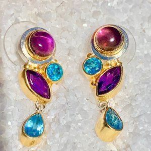 New Michou Amethyst , Topaz & Pink Cab Earrings